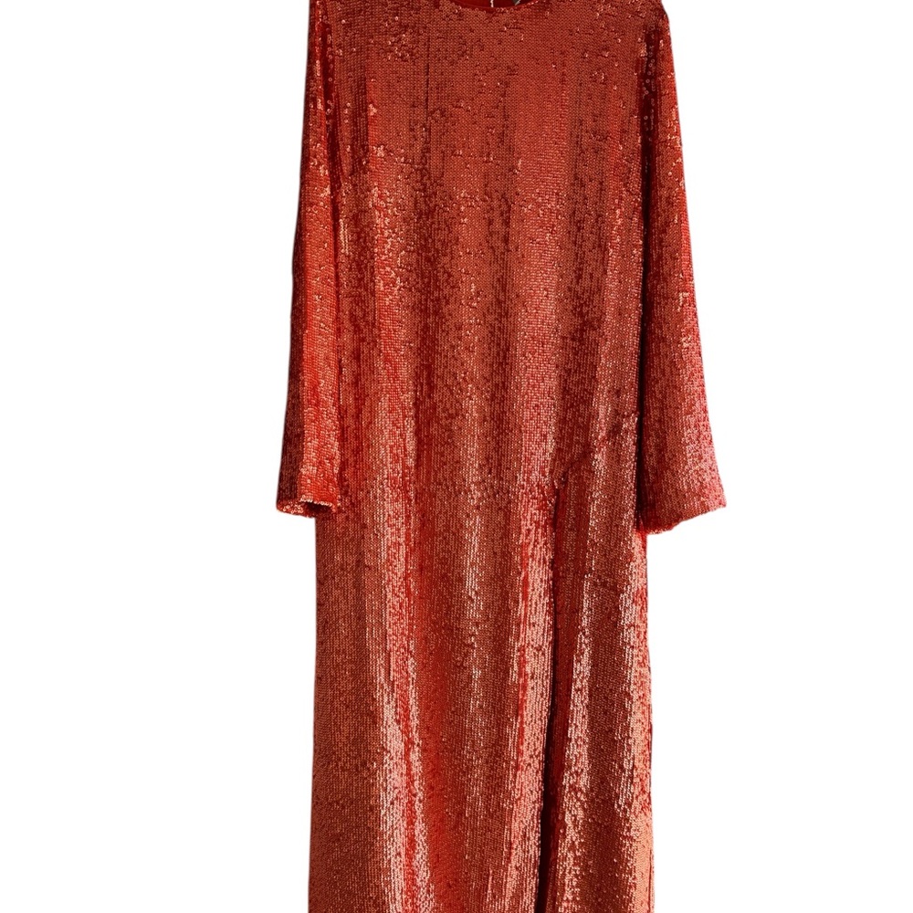 ASOS Sparkling Sequin Long Sleeve Dress - Orange